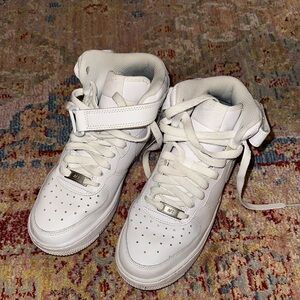 Kids White Nike Air Force High-Top Sneakers